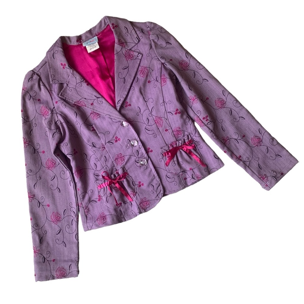 *3/$25 or 2/$20* Girly Embroidered Rose Garden Y2K Puff Sleeve Blazer Made USA